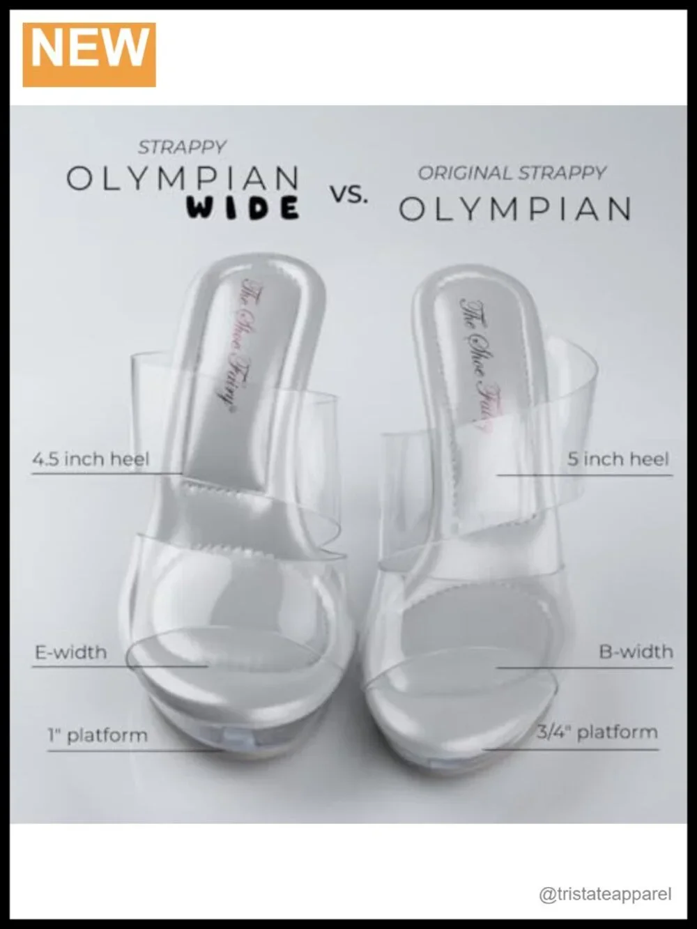 Wide Width 4.5-Inch Competition Platform Heels Double Strap Clear